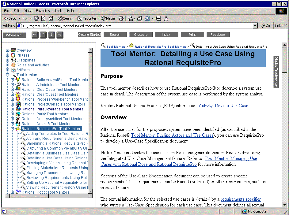 图2 Rational RequisitePro Tool Mentor--Rational Unified Process 中的工具指南