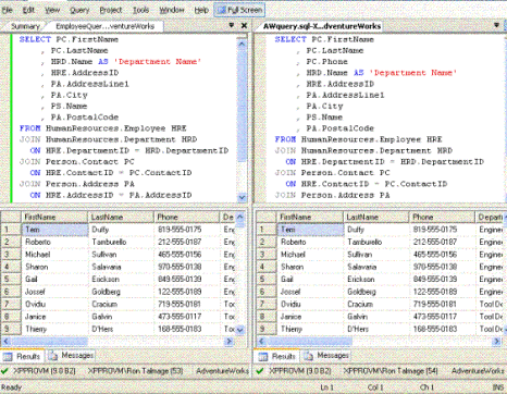 在 SQL Server 2005 Beta 2 中编辑 Transact-SQL 代码（图三）