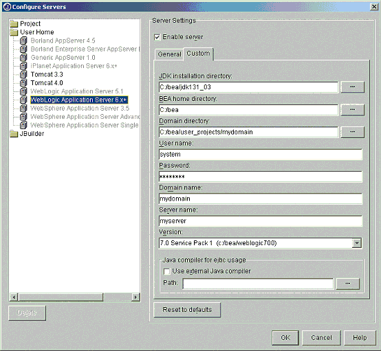 Jbuilder7与Weblogic7整合开发之-环境建立（图十）