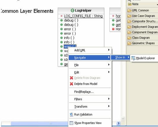 operation to show in Model Explorer