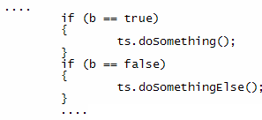 Figure 3: A Java example, violating Expert and Polymorphism 