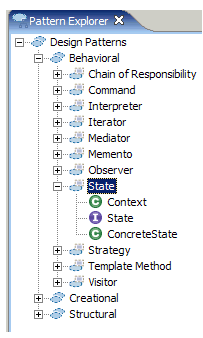 Figure 6: State pattern and participating classes within the RSA pattern explorer