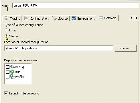 Shared launch configurations