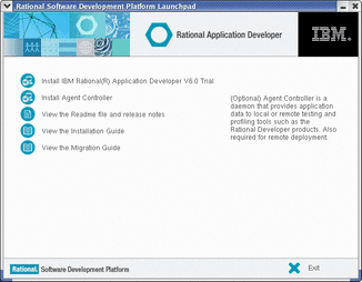 Rational Application Developer launchpad