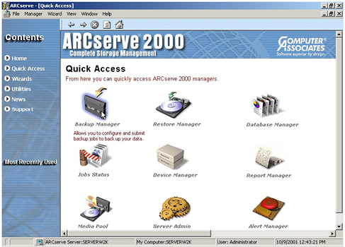 Running backup in ARCserve 2000 for Win NT & 2000ͼ