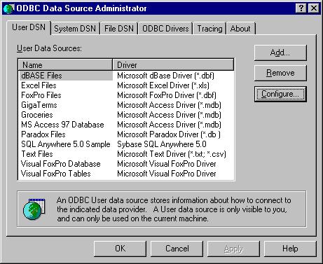 ODBC Data Source Administrator