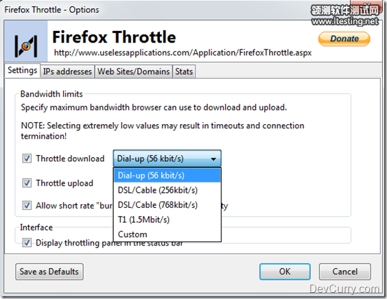 Firefox Throttle